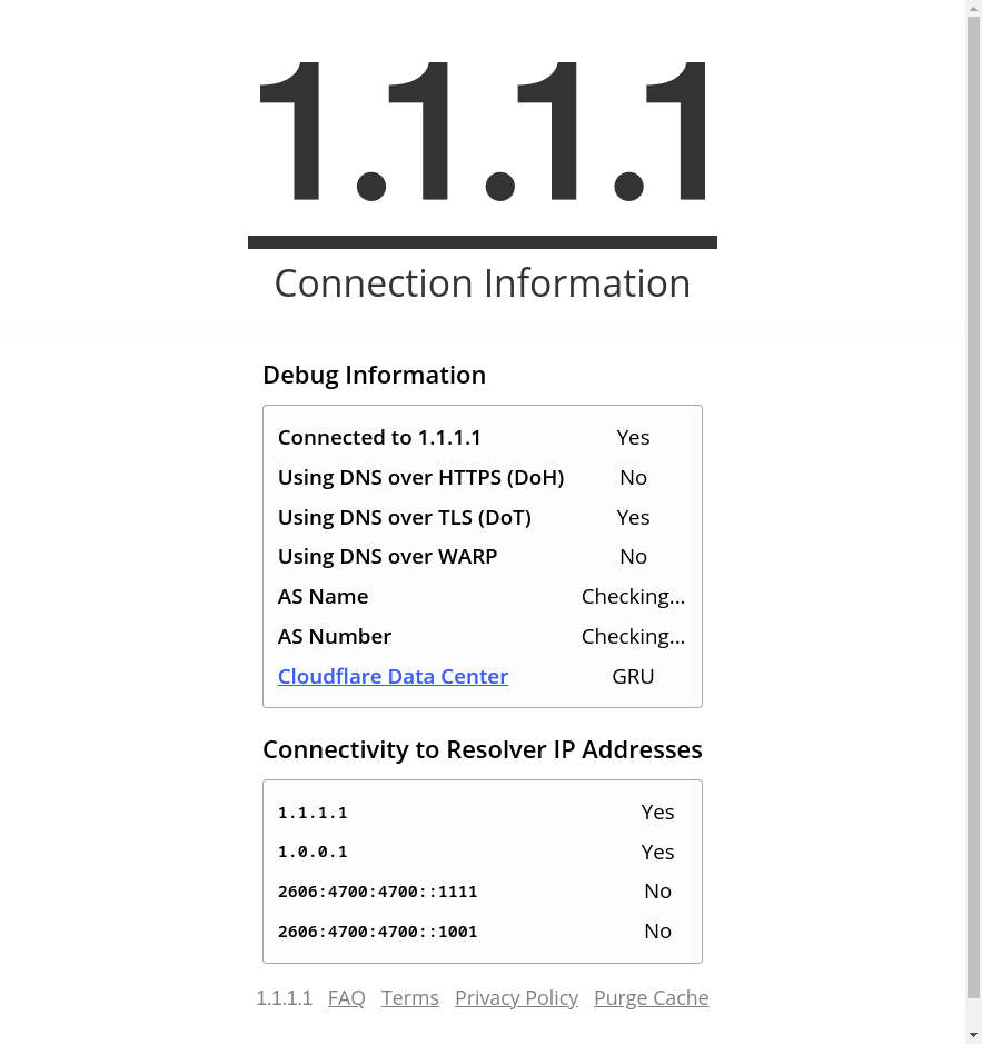 Cloudflare DoT check